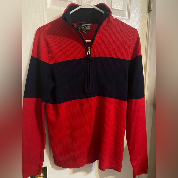 Lauren Ralph Lauren Y2K Color Block Ribbed Half Zip Pullover Sweater - Picture 1 of 8